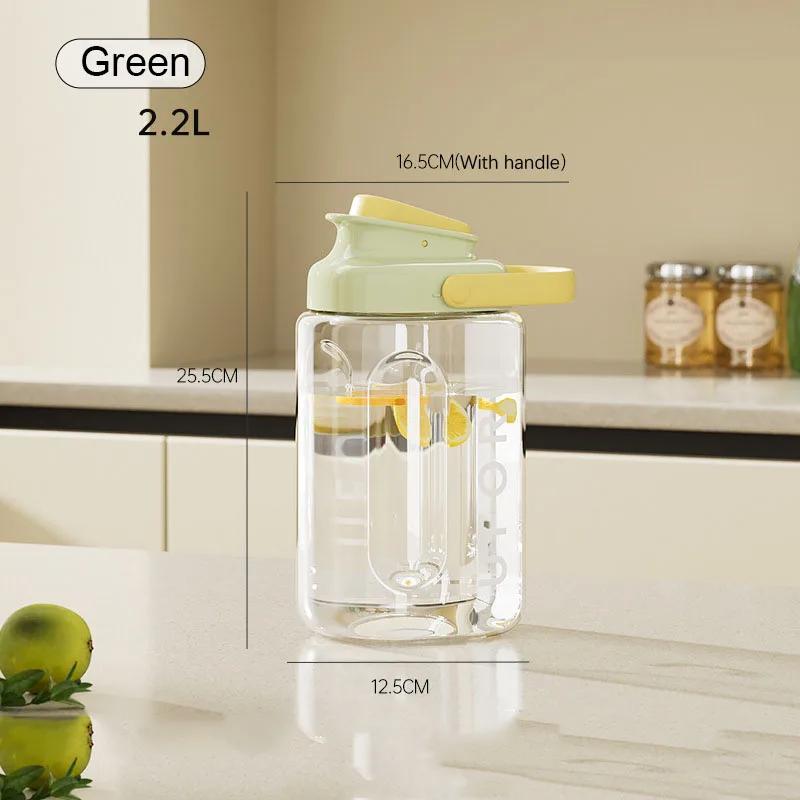 

Refrigerator Water Bottle with Faucet Large Capacity Cold Bubble Bottle for Household Use Cold Water Kettle Juice Bucket зелений