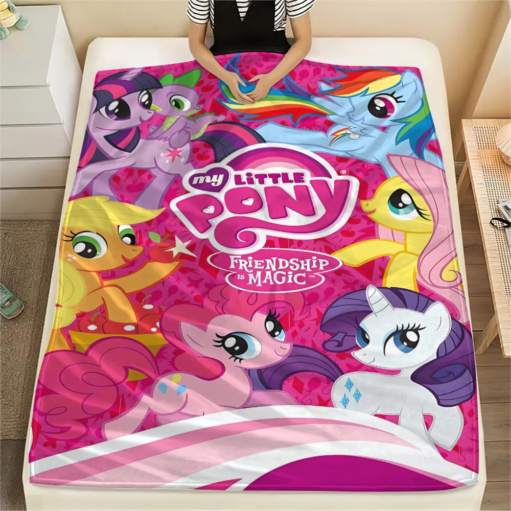 1Pc My Little Pony Print Flannel Blanket, High quality Comfortable for All Seasons, Home Decor, Warmth and Comfort, Perfect for Gifts