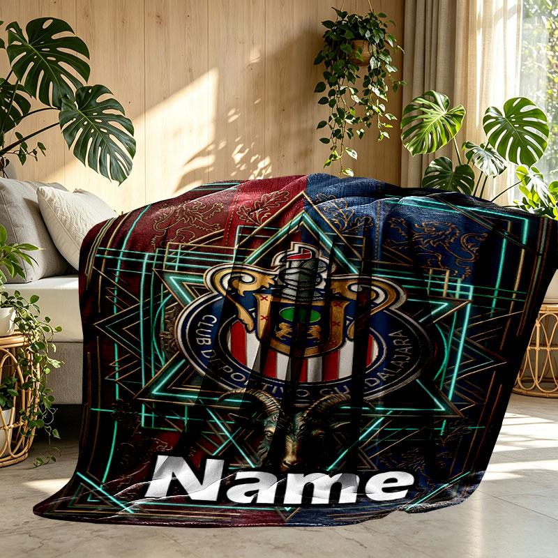 Custom Name Personalized Club Deportivo Guadalajara Print Blanket, Home Decor, Bedroom, Sofa, Camping, Couch, Gifts for Birthday Christmas