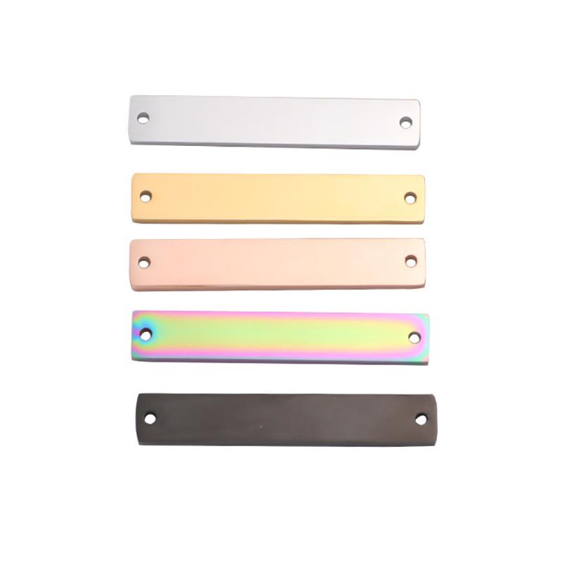 10pcs/lot Mirror Polished Stainless Steel Two Hole Rectangle Bar Connector Blank Stamping Charms For Bracelet Necklace