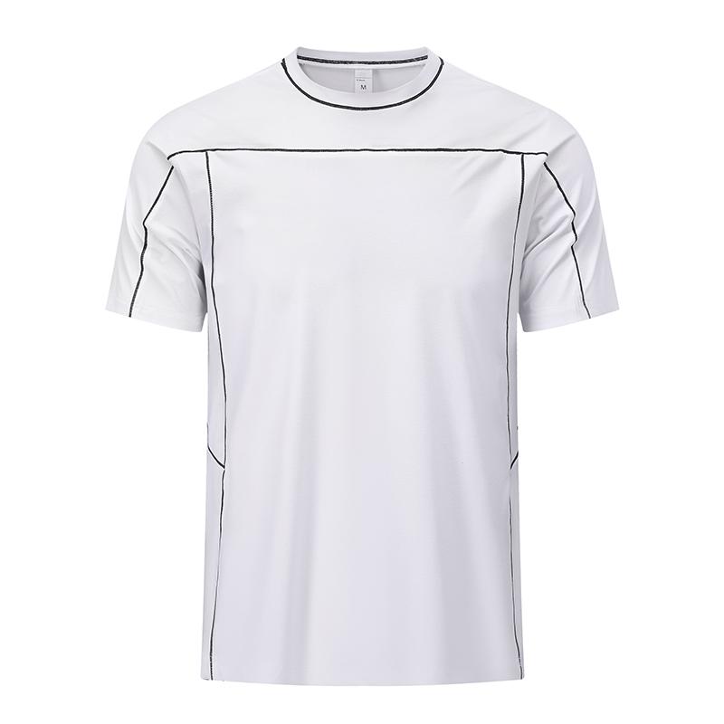 

Solid color short sleeved T-shirt breathable quick drying outdoor running sports men s stretch short sleeved T-shirt XL білий