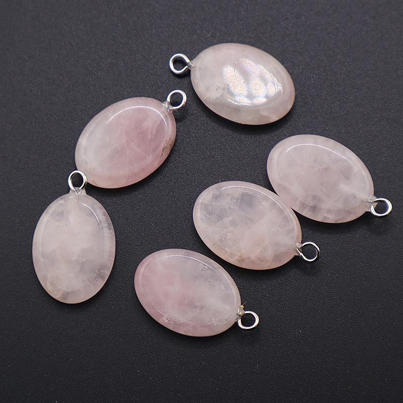 Natural Oval Crystal Stone Pendant Keychain - Simple & Creative Design