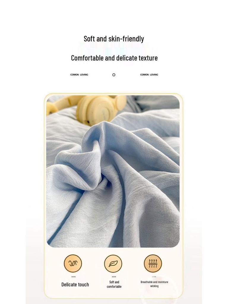 G5Z Cotton Bedding Set - Simple Solid Color, 3 or 4-Piece Options for Double or Single Bed