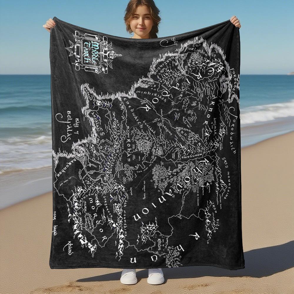 1pc Middle Earth - Throw Blanket, Soft, Flannel Blankets, Living Room, All Seasons Use-1021089