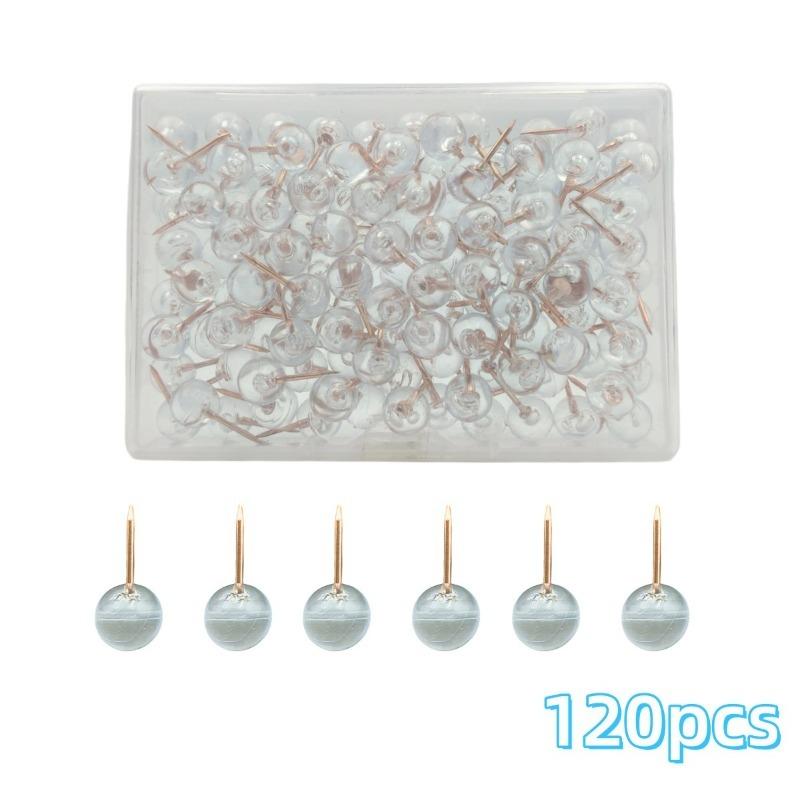 120pcs Box Transparent Push Pins DIY Decorative Thumbtacks for Photo Wall Message Board and Office Decoration