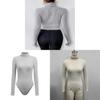 Bodysuit Long Sleeve High Neck Stretch Fabric For Elegant Womens Fashion
