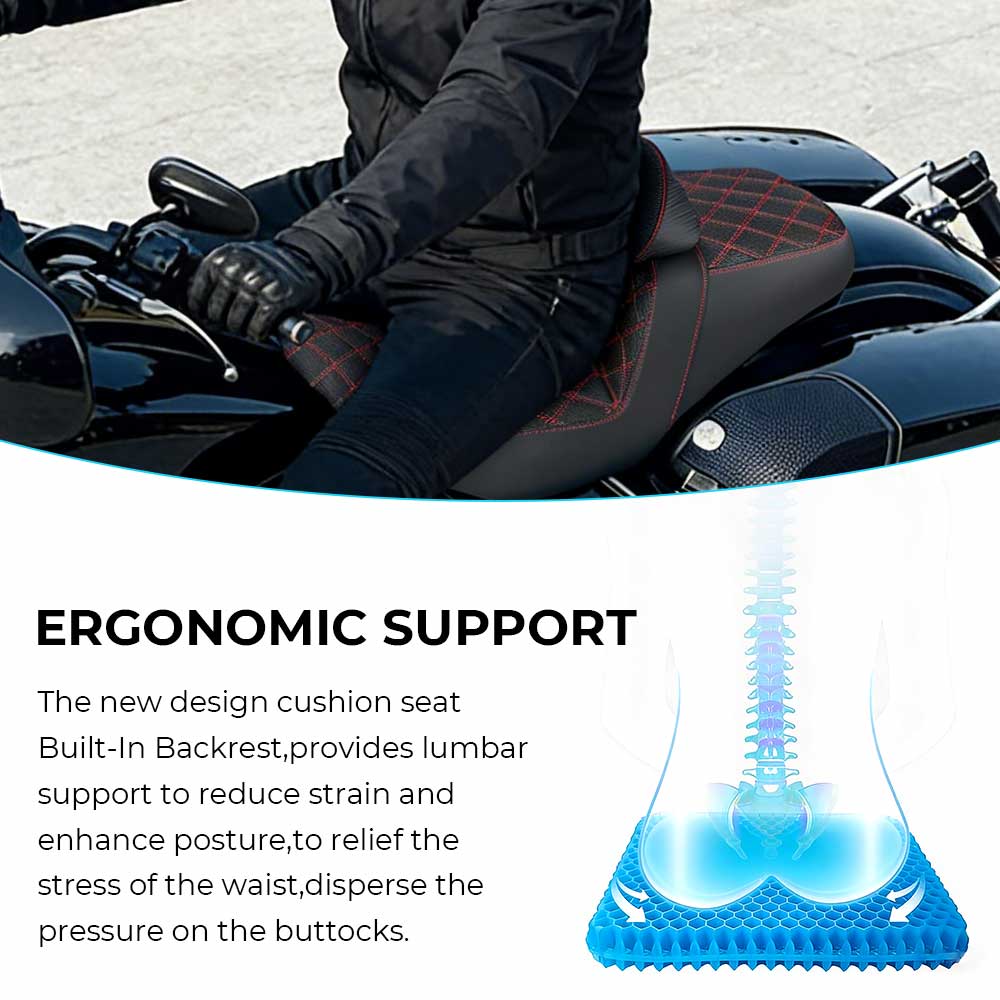 1 PC Black Rider Passenger Seat With Backrest Cushion Motorcycle For Harley Touring Road Glide CVO ST FLTRXSTSE 2024 2025 2026