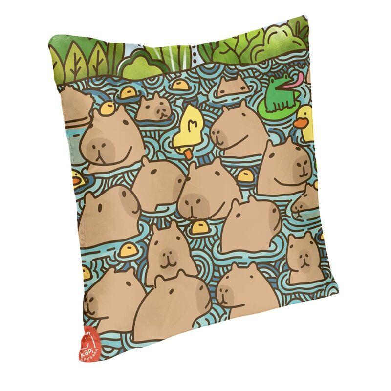 A Pond Full Of Capybara Square Pillow Cover Home Decor Cushions Throw Pillow For Living Room Double-Sided Printing