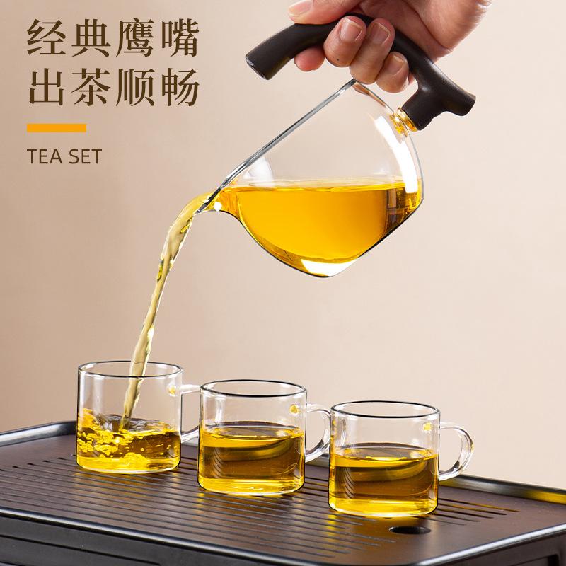 Semi-Automatic Lazy Kung Fu Glass Tea Set with Infuser Anti-Scalding Magnetic Switch Teapot And Teacup for Brewing Tea