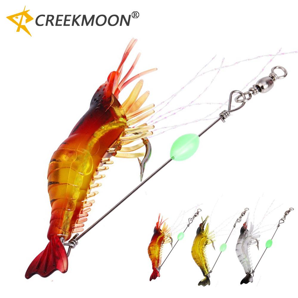 5Pcs/lot Soft Shrimp Artificial Bait with Swivels & Glow Beads Noctilucence Sabiki Rigs Fishing Lure for Freshwater & Saltwater 260319