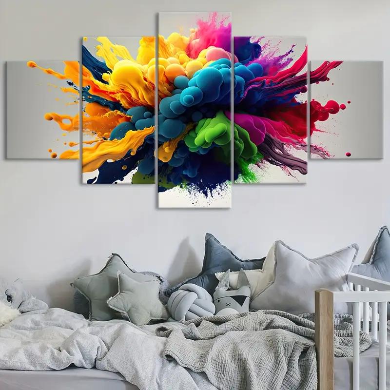 5 Panels Colorful Smoke Posters, Modern Wall Arts, Ideal Decoration For Bedroom, Living Room, Kitchen, Dormitory,No Frame