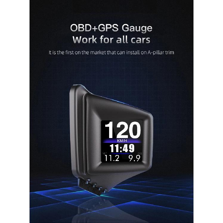 P8 HUD OBD2+GPS On-board Computer Head Up Display Car Tachometer Turbo Oil Pressure RPM Water Temp Speedometer