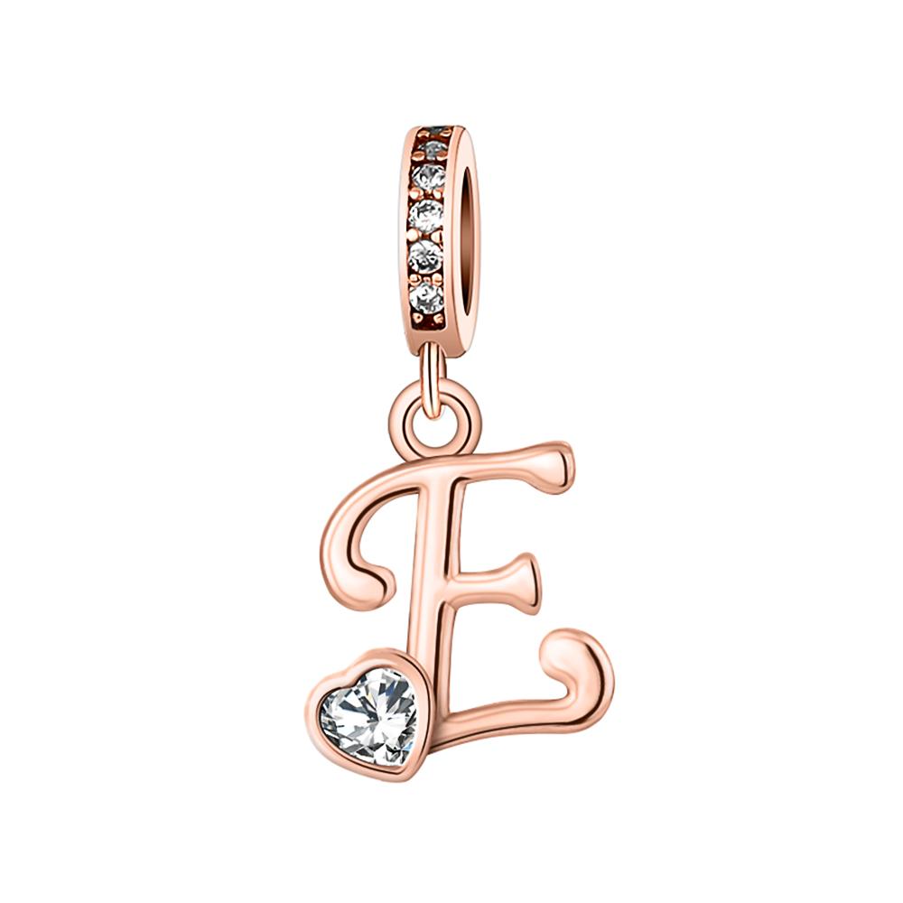 Copper A- Z Alphabet Pendants Charm Beads Do-It-Yourself Love Letter With Heart Dangle Fits European Bracelets Jewellery Gifts