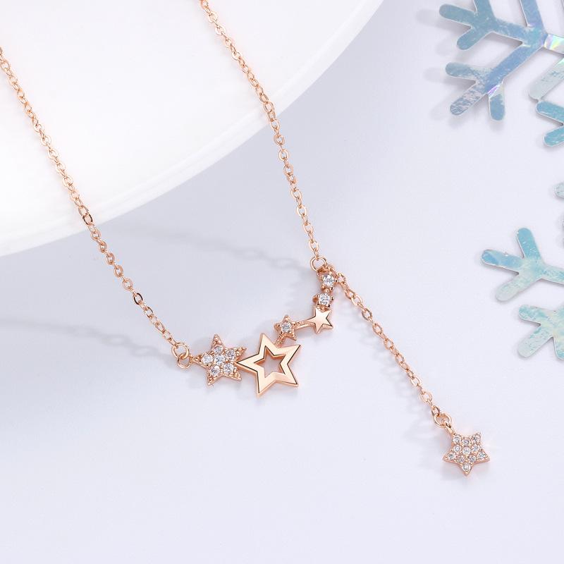 Star Tassel Necklace Female Korean Version Niche Exquisite Five-Pointed Star Ins Cold Wind Necklace Female Premium