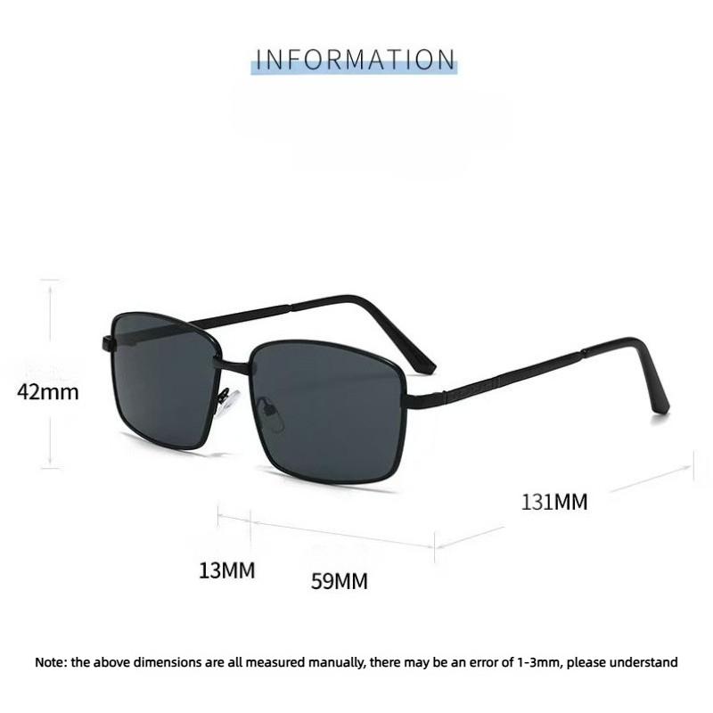 Men's Retro Metal Square Myopia Sunglasses Outdoor UV-Protective Driving Glasses Unisex Fashion Prescription Glasses To -3.5-4.0