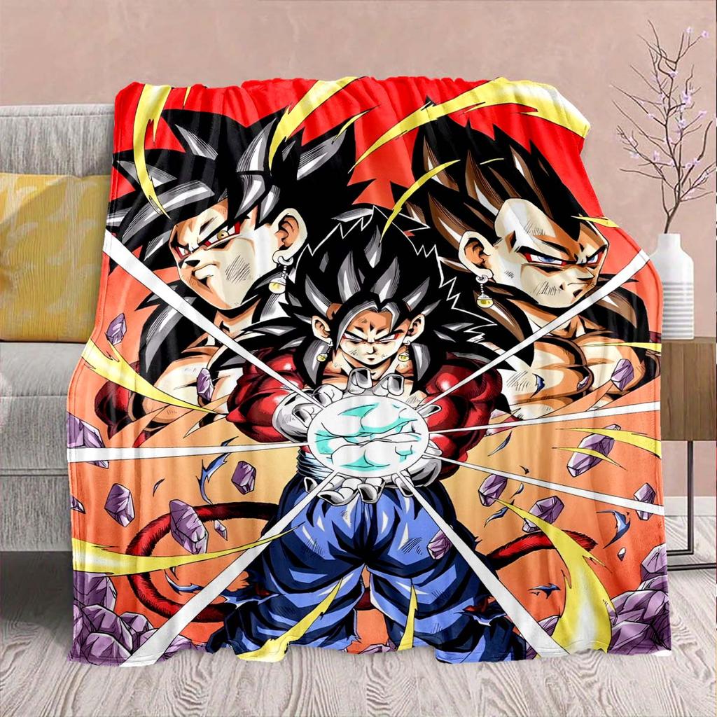 Dragon Ball Anime Flannel Blanket - Soft Warm Perfect for Sofa, Bedding Camping Travel Office Home Decor