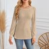 Women's Fashion Casual Solid Color Puff Sleeve Long Sleeve Top T-shirt