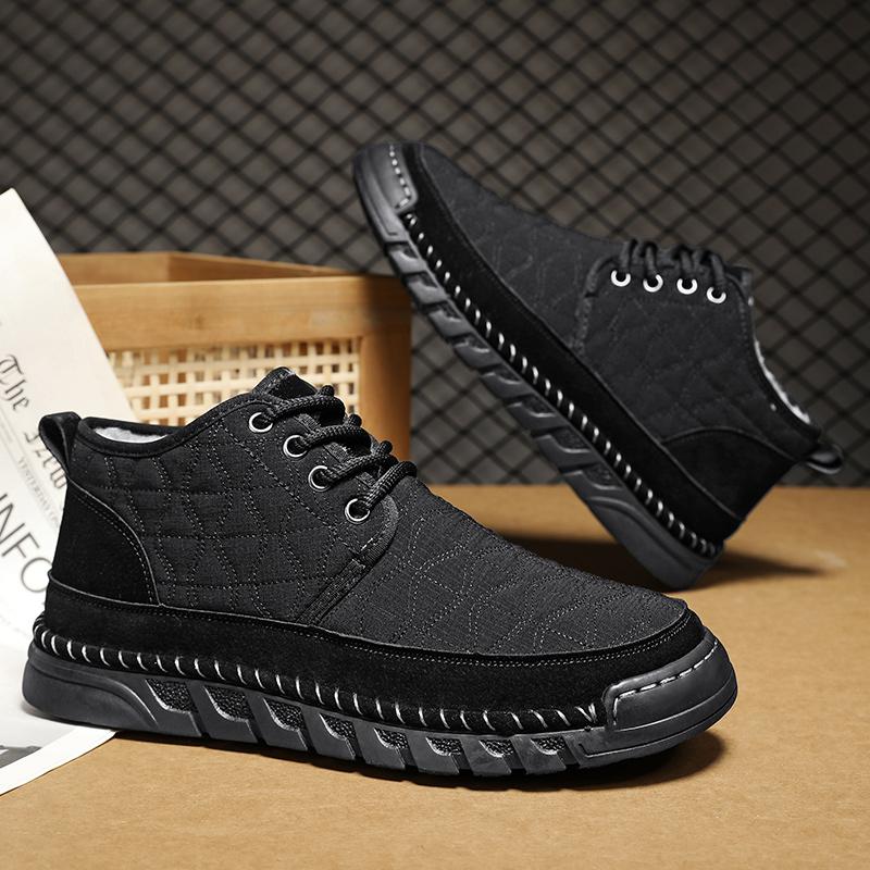 Fashion Suede Leather Men's Casual Shoes Comfortable Male Outdoor Walking Footwear Classic Fashion Basic Boots Lace-Up Motocross Boots