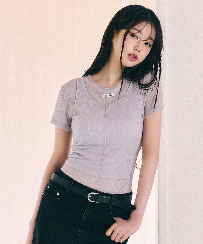 ROLAROLA Nubasic Tencel Half T-Shirt Set Gray
