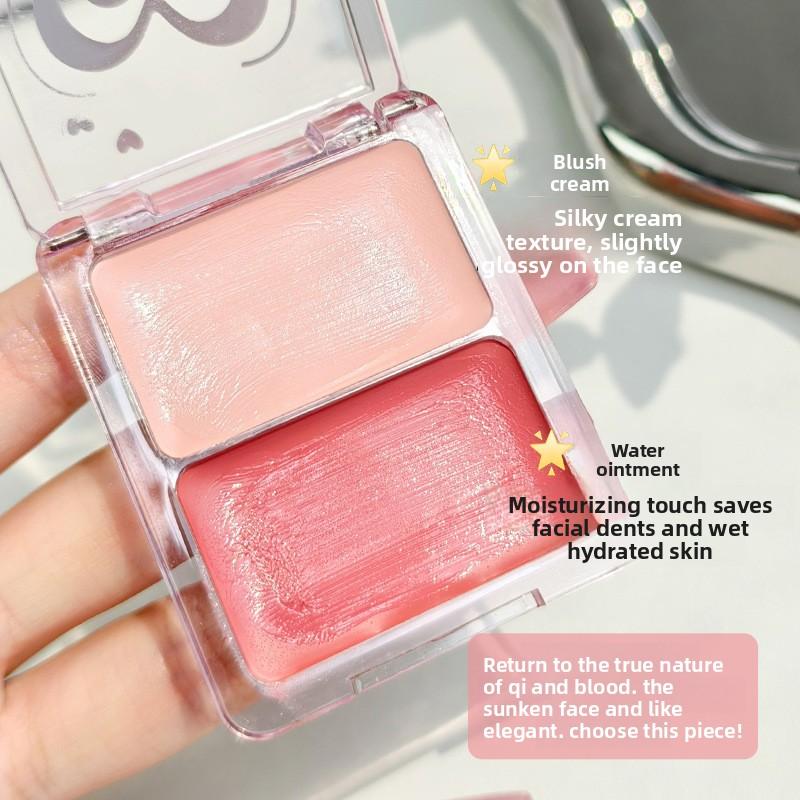 Dual Color Watery Blush Cream for Facial Highlighting and Contouring, Korean Style Makeup
