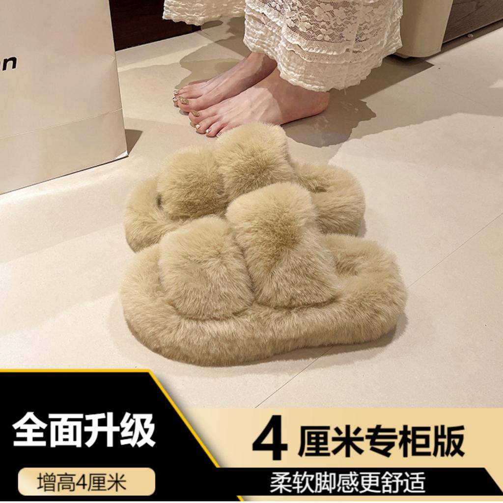 Open Toe Fluffy Slippers Indoor Warm Fur Female Slides Fashion Plush Women House Shoes Women Winter Fuzzy Slippers