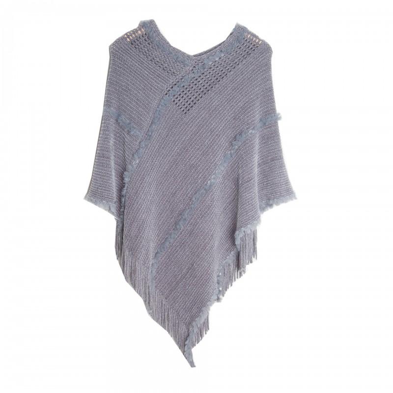 Womens Openwork Knit Poncho Sleeveless Batwing Top Lightweight Warm Shawl Sweater