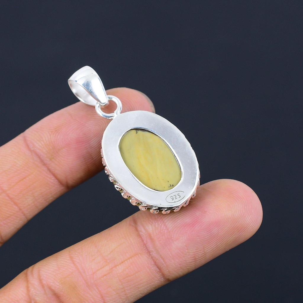 925 Silver Natural Polychrome Jasper Engagement Bezel Elegant Pendant Jewelry