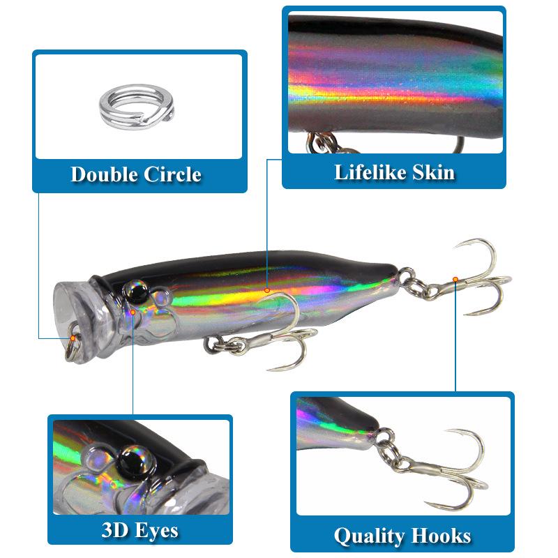 7cm/9.4g Floating Popper Lure - Simulated Fish Bait for Sea & Freshwater Fishing Tackle