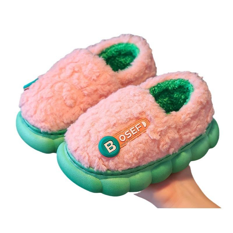 Children's Cotton Slipper Bag Heel Boys Winter 2024 New Cotton Tow Baby Indoor Home Cotton Shoes Girls Hair Slippers