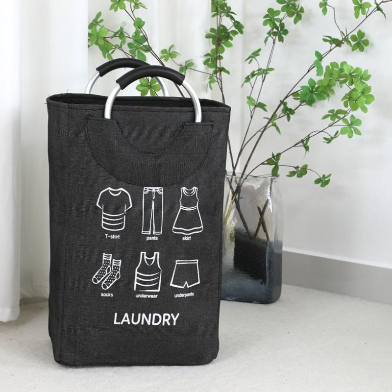 Collapsible Linen Laundry Basket with Handles Waterproof Large Capacity for Dirty Clothes Bathroom Bedroom Laundry Room Storage