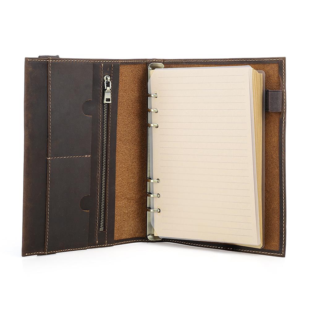 A5 Retro Notitieboek Zacht Leer Padfolio Ringband Losbladig Papier voor Studenten Kantoor School Schrijfwaren Benodigdheden