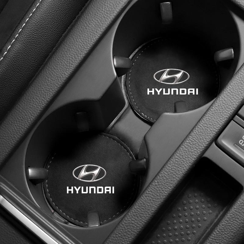 New Car Cup Holder Pad PU Leather Slot Non-slip Coaster Mat For Hyundai Tucson 2021 Accent I10 I20 Kona Getz Solaris I30 Creta
