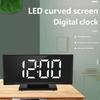 Stylish Digital Room Clock With Large Curved LED Panel And Different Alarm Sounds Contemporary Alarm Clock