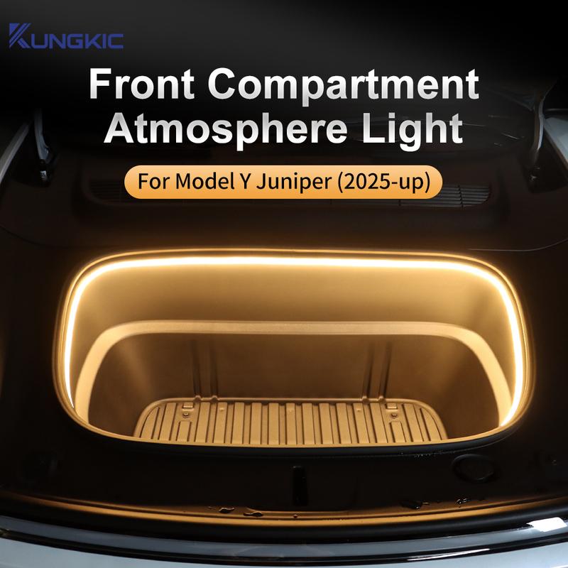 Für Tesla Model Y 2025 Juniper Launch Front Trunk Light Magnetischer Induktionsschalter LED-Licht Gelb Weiß Zierleiste Autozubehör