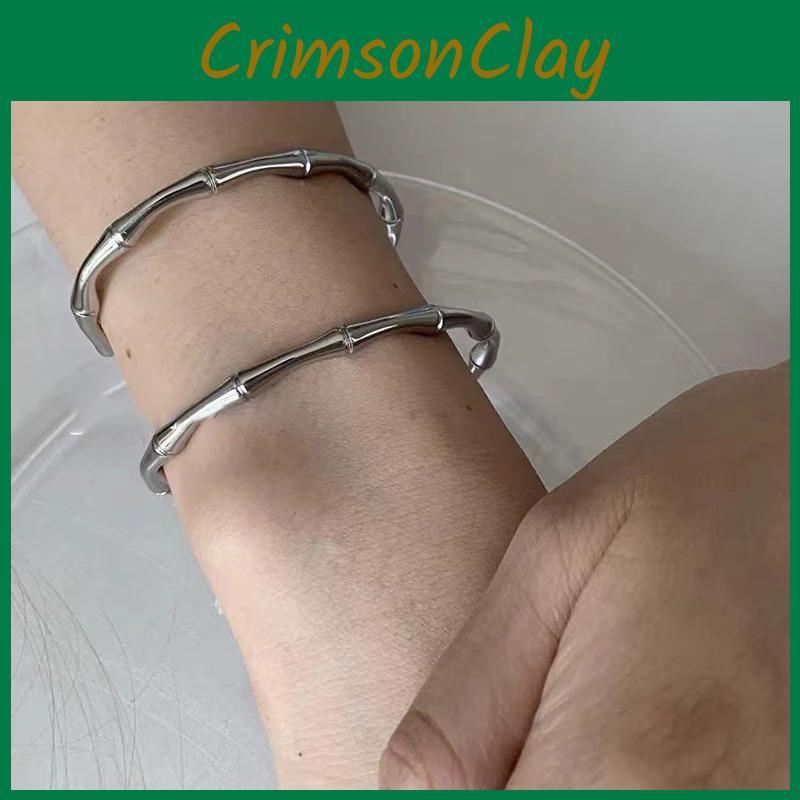 Chic Titanium Steel Bamboo Bracelet With Electroplating For Long-lasting Shine