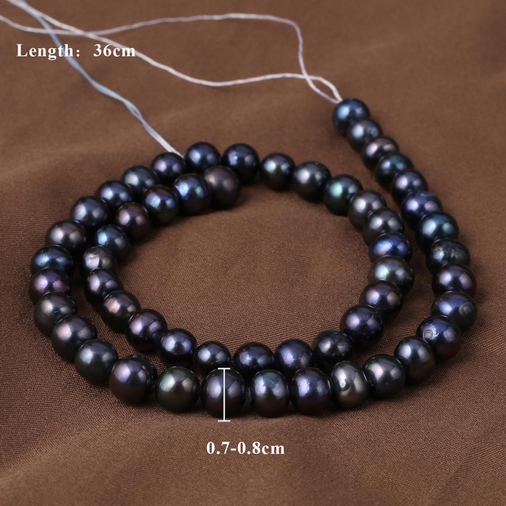 1String, Black Natural Freshwater Pearls, Handmade Near Pearl Beads, 7-8 Mm, for DIY Necklace Accessories, Jewelry Making, Women Gift, 36 Cm
