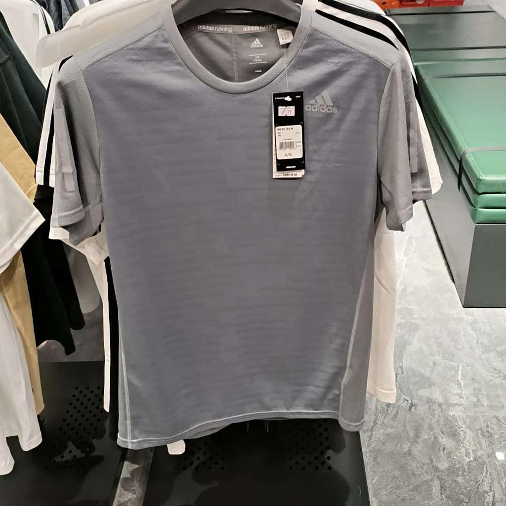 adidas Round Neck Comfortable Solid Color Casual Short Sleeve T-Shirt Men Tops Gray BP7421