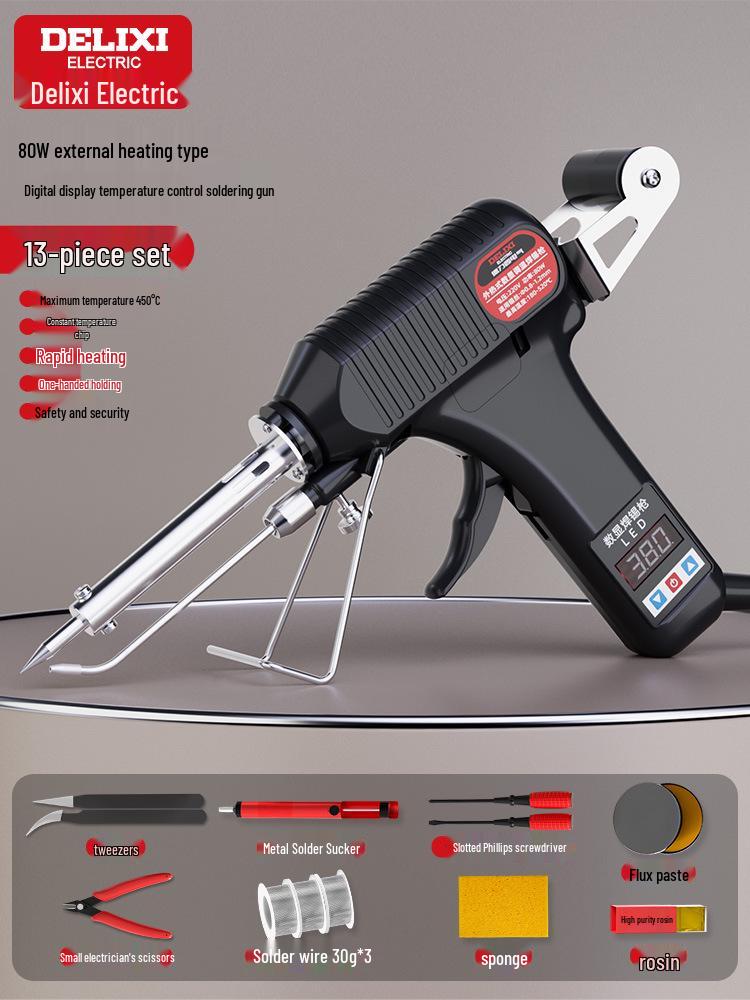 DELIXI Electric Auto-Feed Soldering Iron with Digital Display & Adjustable Temperature