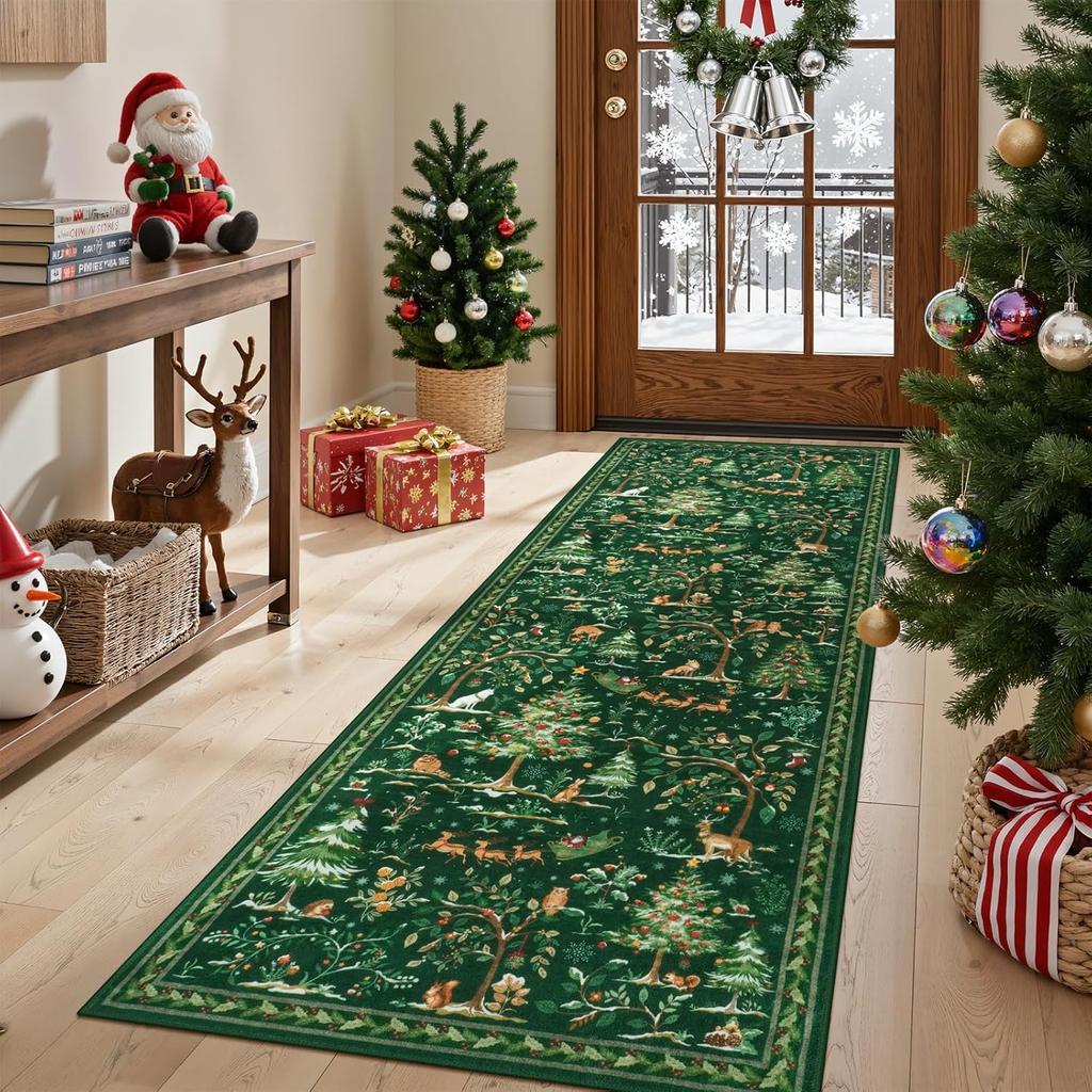 Christmas Living Room Carpet, Bedroom Bedside Rug, Dining Room Low Pile Non-Slip Holiday Carpet, Home Decoration Items