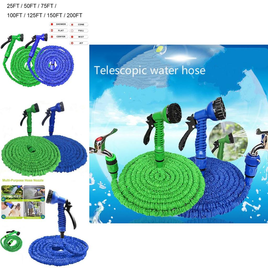 Garden Expandable Hose Pipe Spray Gun Watering Gun Plants Car 25ft200ft Wash