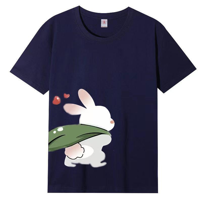 Damer Sommer Populær Kortarmet T-skjorte Bomull Pustende Løs Topp Trykket T-skjorte Casual