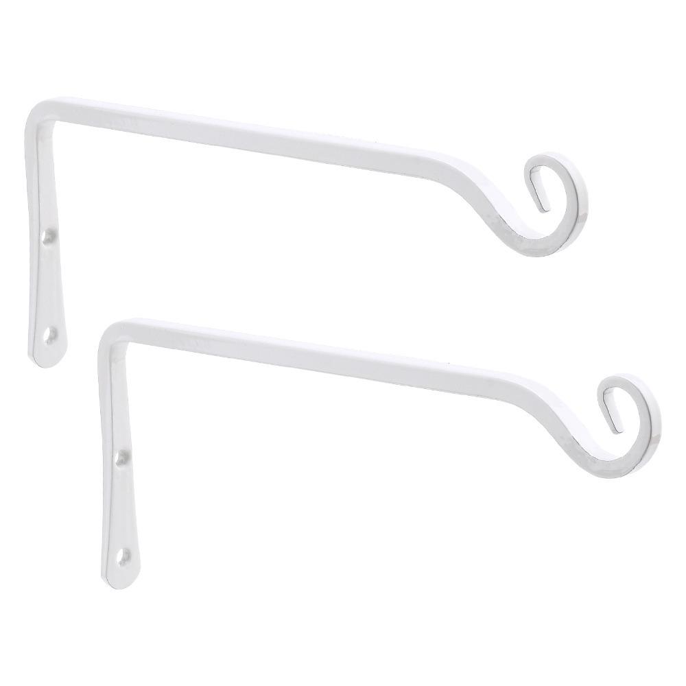 2Pcs Iron Wall Mount Hook White, Black 25.5*10.5cm Planter Bird Feeder Wall Hook Clothes Hook with Self-tapping Screws