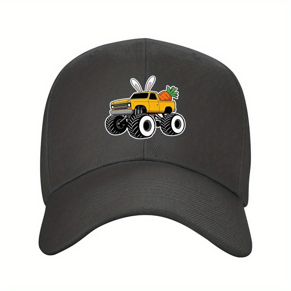 Bunny Monster Truck Baseball Cap Unisex Adjustable Polyester Graphic Print Casual Outdoor Cap