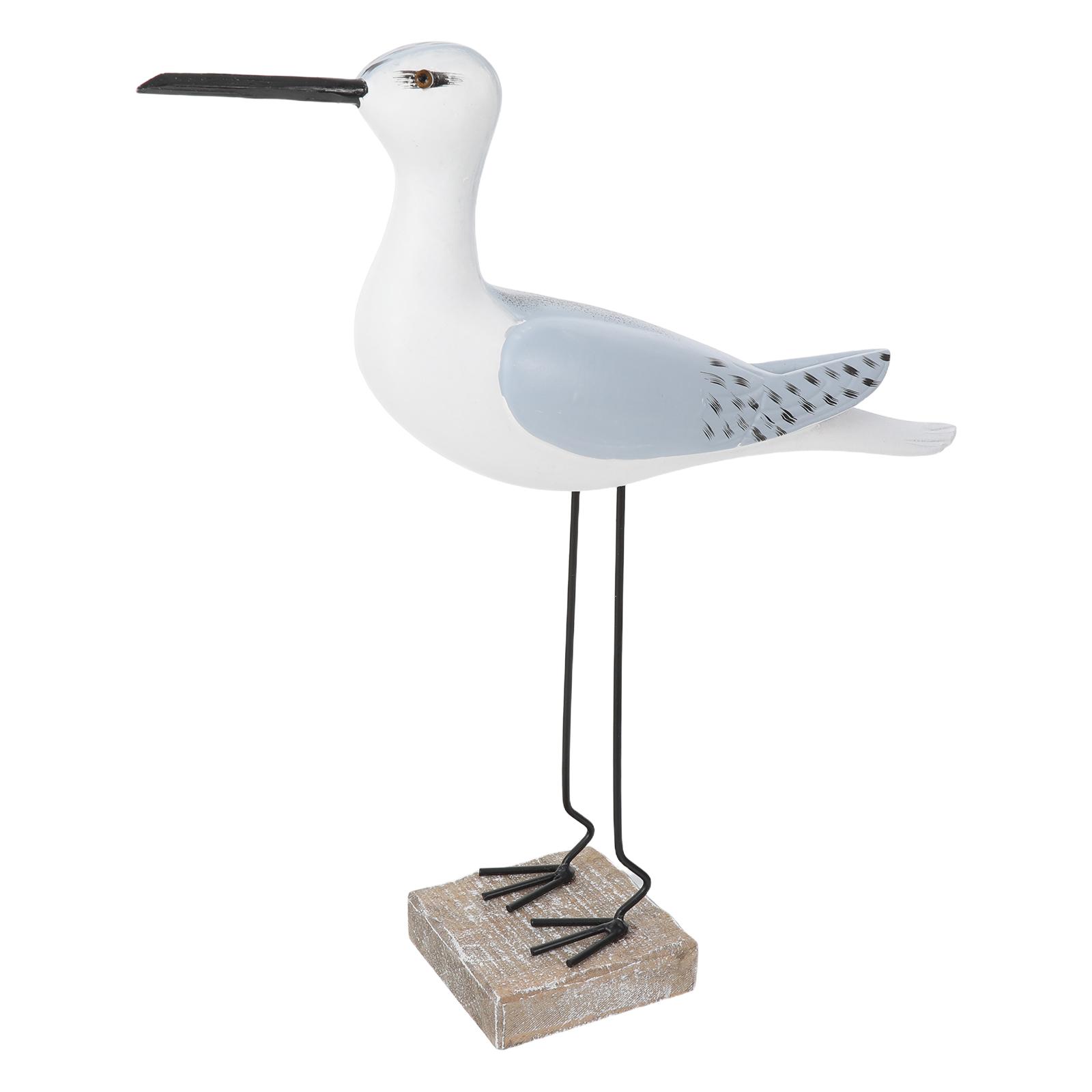Wooden Seagull Mediterranean Coastal Bird Statue For Beach Home Garden Table Decor Ocean Theme Desktop Sculpture
