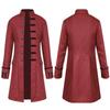 Men's European & American Punk Retro Jacquard Overcoat with Stand Collar and Ruffle Shirt Set (2024)