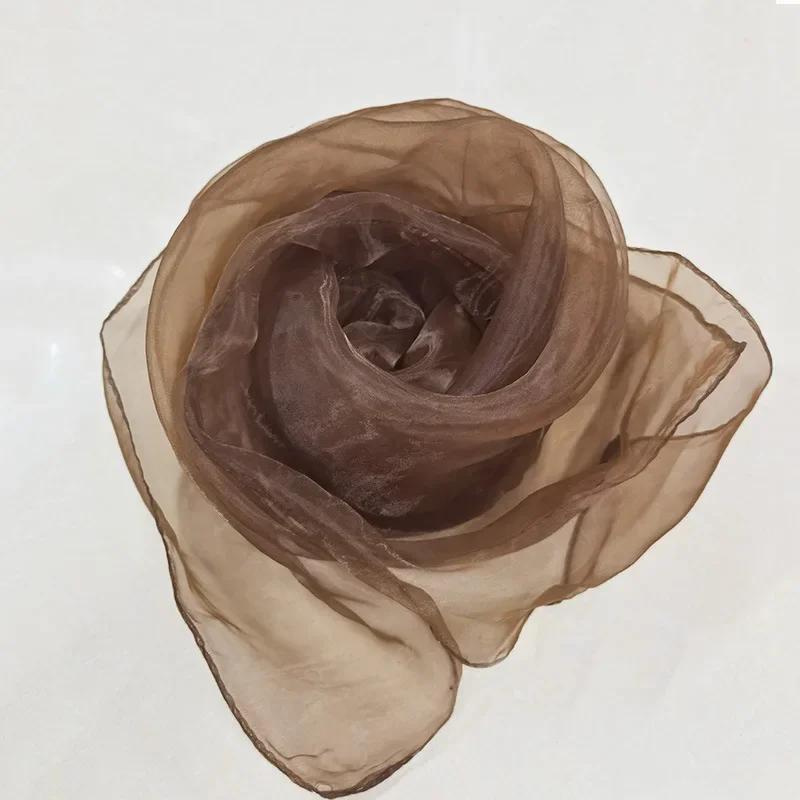 10 Stück 70x70cm Bonbonfarben Durchscheinend Transparent Organza Chiffon Schal Mädchen Frauen Tanzaufführung Quadratischer Halstuch kaffeebraun