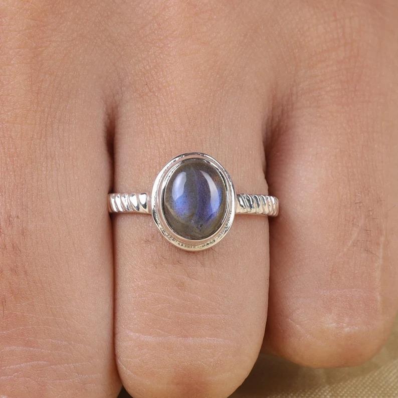 Natural Labradorite Oval Gemstone Ring, 925 Silver Ring, Handmade Designer Ring, Statement Ring, Designer Ring, Bohemian Ring