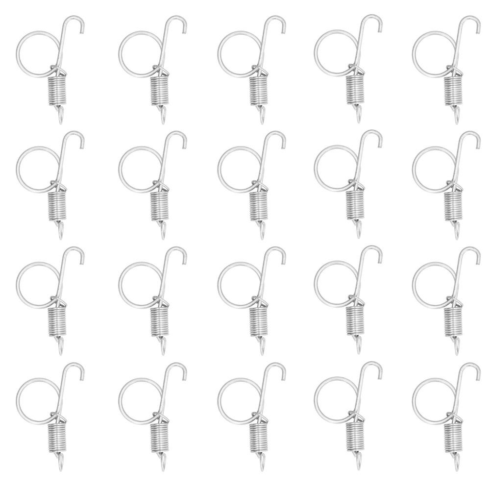 20 Stück Edelstahl Federhaken Silber Langlebig Stall Zuchtrahmen Haken Zugring Halterung Profil Elastisches Teleskopdesign
