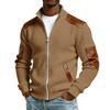 Men's Winter Solid Color Full Zipper Fleece Lined Stand Collar Sweatshirt, Plus Size Casual Zipper Sweatshirt Jacket