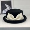 Wool curled edge small basin hat new autumn and winter top hat elegant versatile small brim bucket hat shows small face